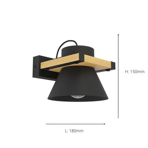 Eglo EU Maccles Steel & Wood Single Wall Light