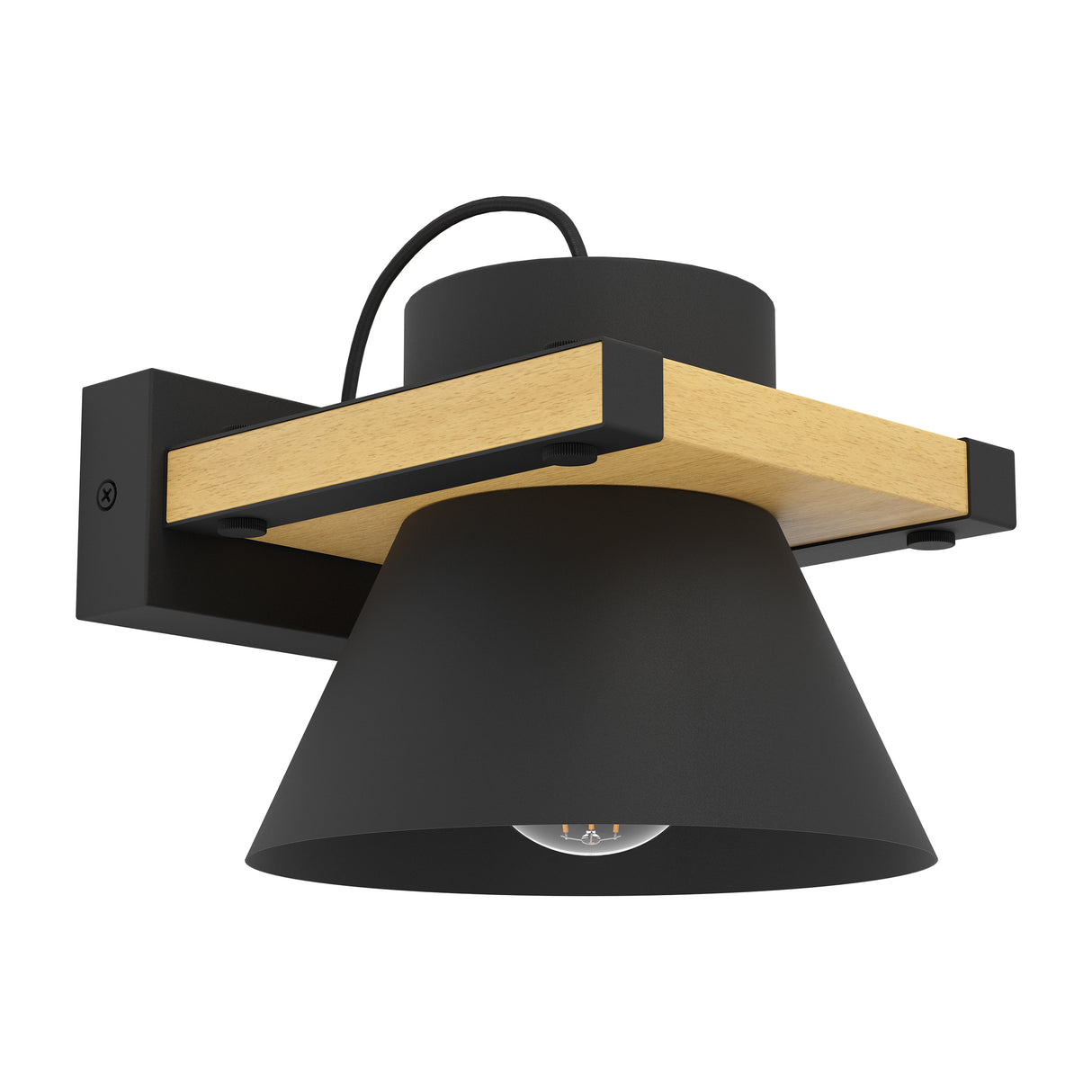 Eglo EU Maccles Steel & Wood Single Wall Light