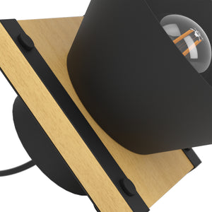 Eglo EU MACCLES Table Light – Black Steel & Wood, E27, Vintage Indoor Table Lamp
