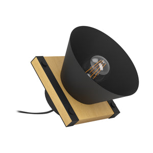 Eglo EU MACCLES Table Light – Black Steel & Wood, E27, Vintage Indoor Table Lamp