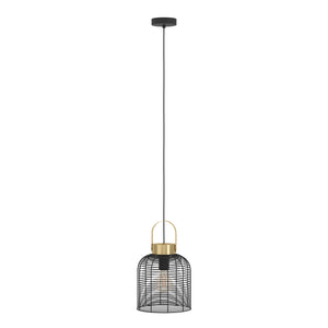 Eglo EU ROUNDHAM Pendant Light – Black & Brushed Brass Steel, E27, Vintage Indoor Lighting