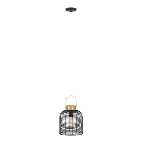 Eglo EU ROUNDHAM Pendant Light – Black & Brushed Brass Steel, E27, Vintage Indoor Lighting