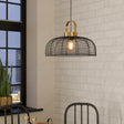 Eglo EU Roundham Black Wire Pendant Light with Brass Accent