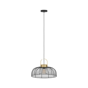 Eglo EU Roundham Black Wire Pendant Light with Brass Accent