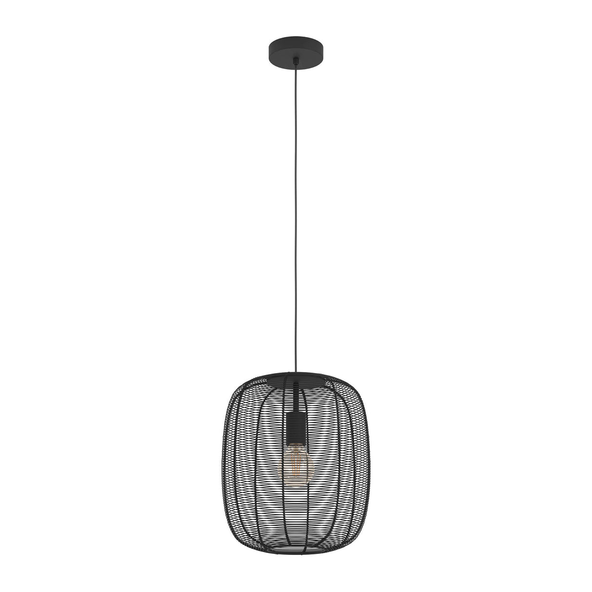 Eglo EU Rinroe Steel Rattan Pendant Black