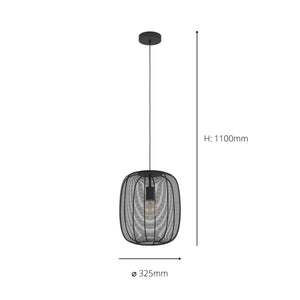 Eglo EU Rinroe Steel Rattan Pendant Black