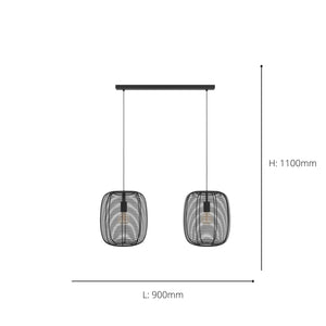 Eglo EU Rinroe Black Steel Wire 2-Light Pendant