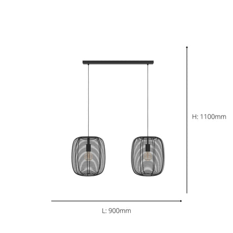 Eglo EU Rinroe Black Steel Wire 2-Light Pendant