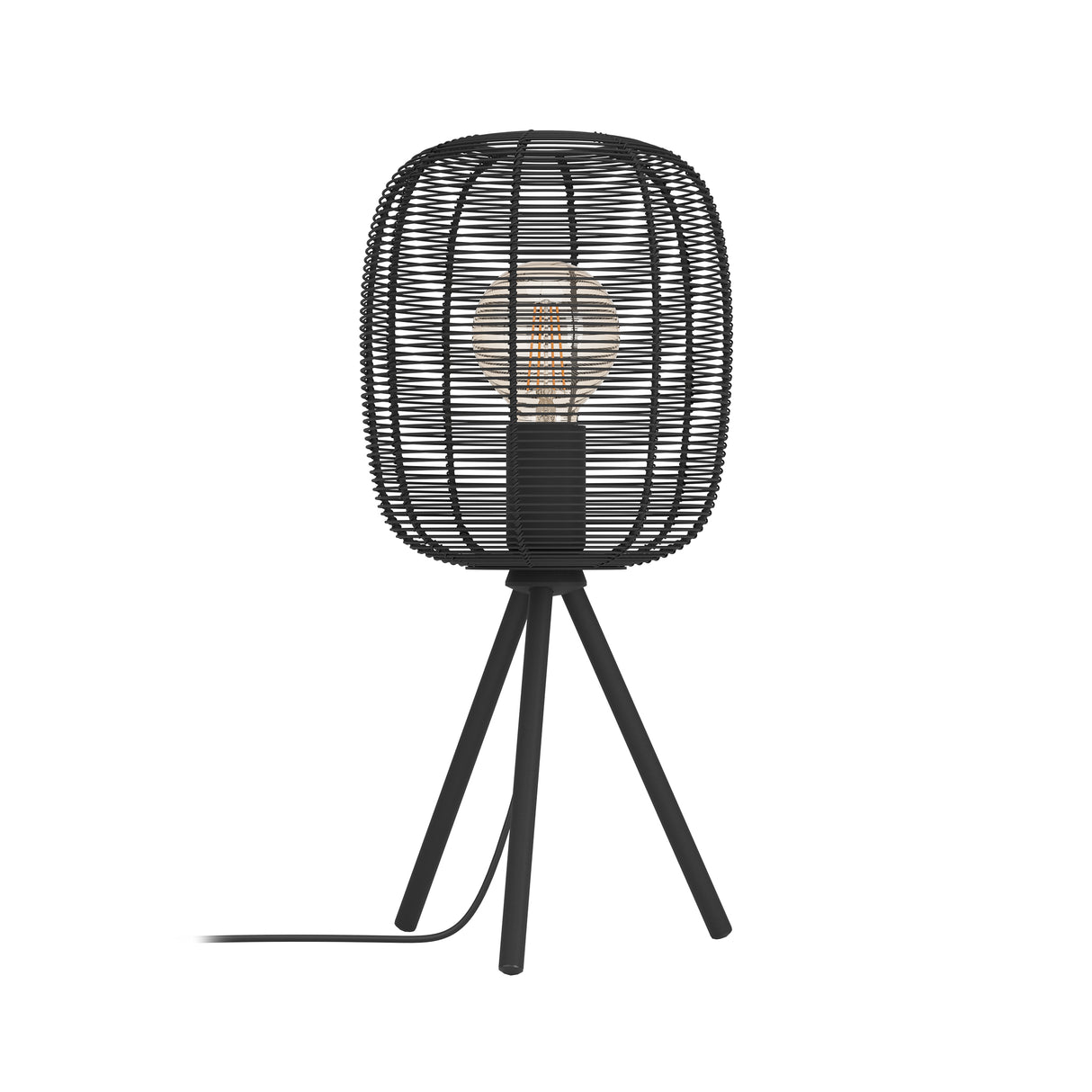 Eglo EU Rinroe Black Steel Rattan Tripod Style Table Lamp