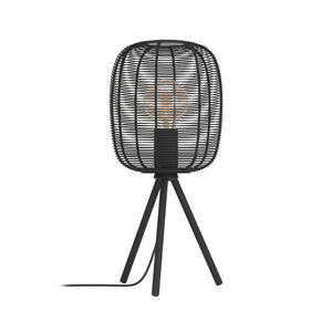 Eglo EU Rinroe Black Steel Rattan Tripod Style Table Lamp