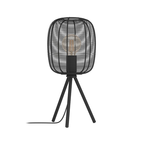 Eglo EU Rinroe Black Steel Rattan Tripod Style Table Lamp