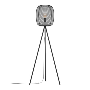 Eglo EU Rinroe Black Steel Rattan Tripod Style Floor Lamp