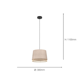 Eglo EU Tabley Black Steel & Fabric Contemporary Single Pendant