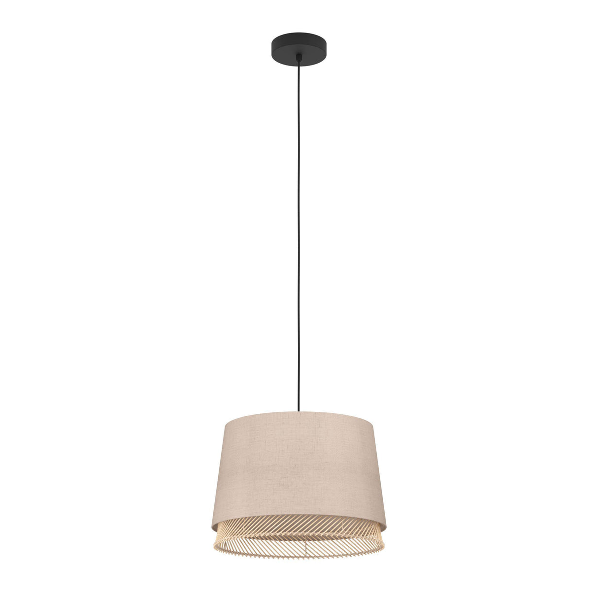 Eglo EU Tabley Black Steel & Fabric Contemporary Single Pendant