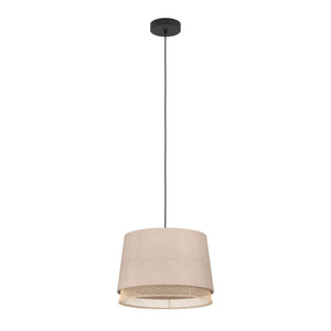 Eglo EU Tabley Black Steel & Fabric Contemporary Single Pendant