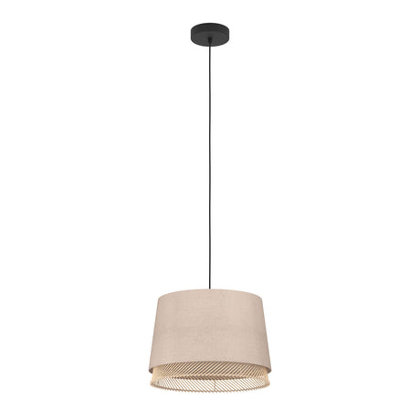 Eglo EU Tabley Black Steel & Fabric Contemporary Single Pendant