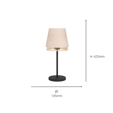 Eglo EU Tabley Black Steel & Fabric Contemporary Table Lamp