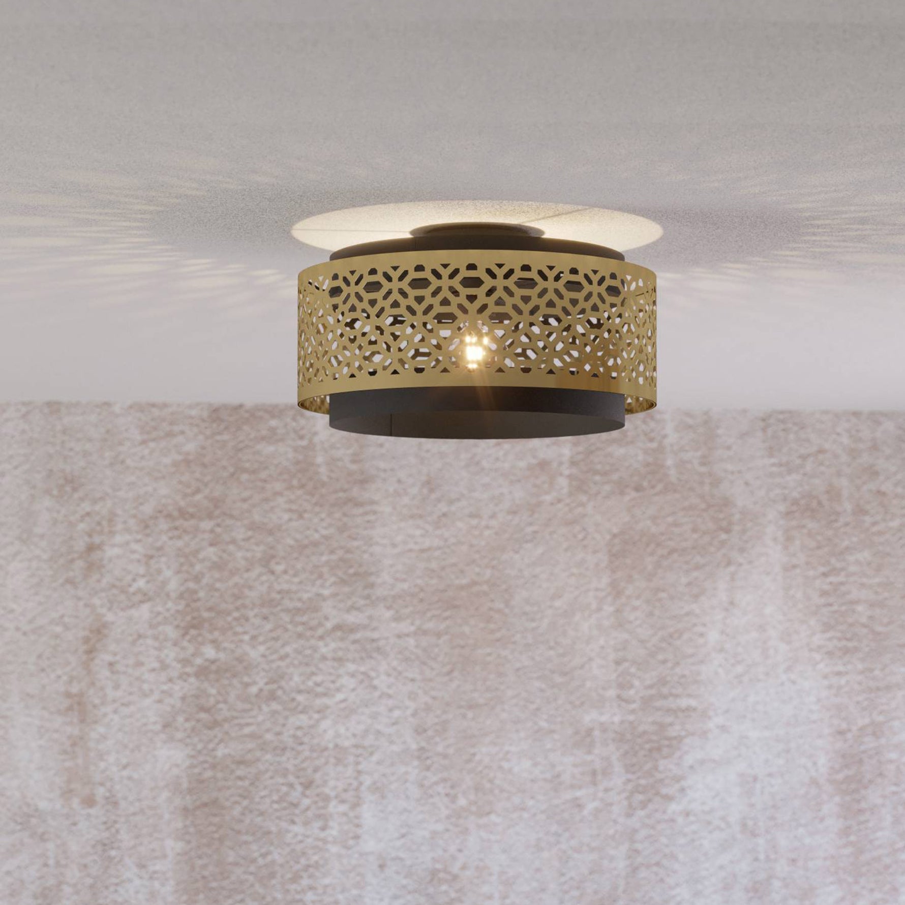 Eglo EU Sandbach Steel Brass Ceiling Light product image - Endon Lighting from First Light Direct with great prices and fast UK delivery