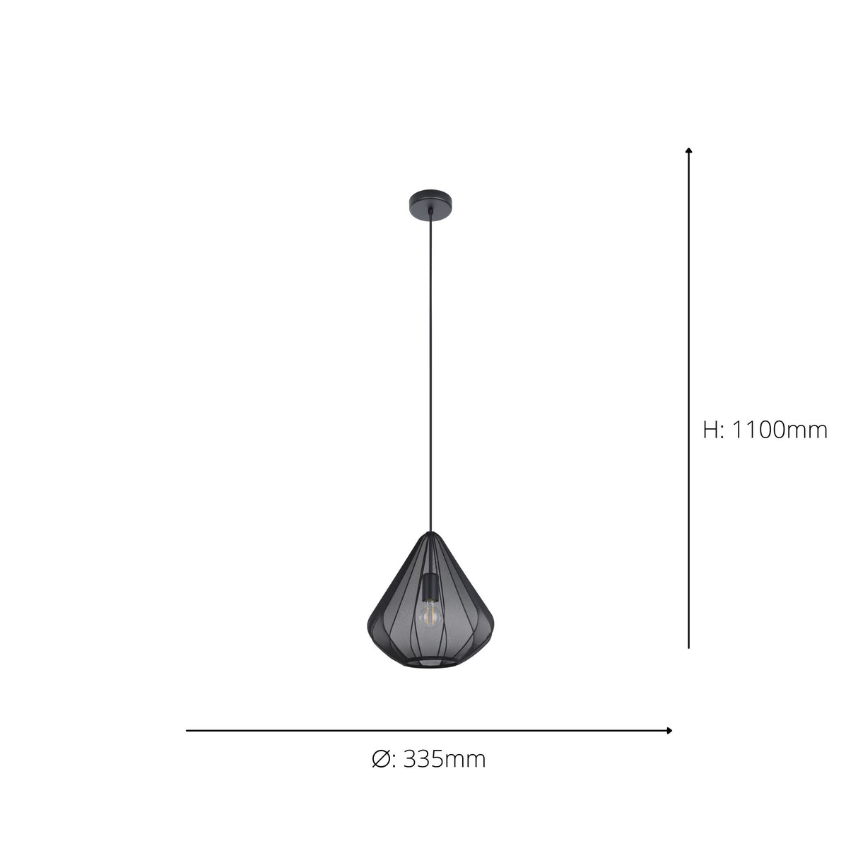 Eglo EU Dolwen Black Steel Contemporary Single Pendant