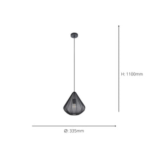 Eglo EU Dolwen Black Steel Contemporary Single Pendant