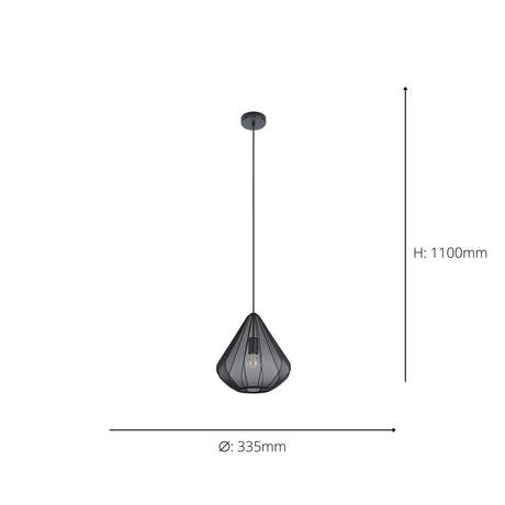 Eglo EU Dolwen Black Steel Contemporary Single Pendant