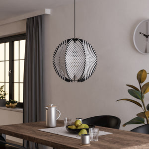 Eglo EU WAVERTON Pendant Ceiling Light – Vintage Black Fabric & Wood Shade, E27, Textile Cable