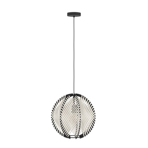 Eglo EU WAVERTON Pendant Ceiling Light – Vintage Black Fabric & Wood Shade, E27, Textile Cable