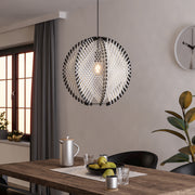 Eglo EU Waverton Black Steel & Fabric Contemporary Single Pendant