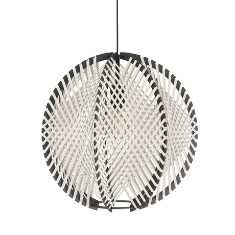 Eglo EU Waverton Black Steel & Fabric Contemporary Single Pendant