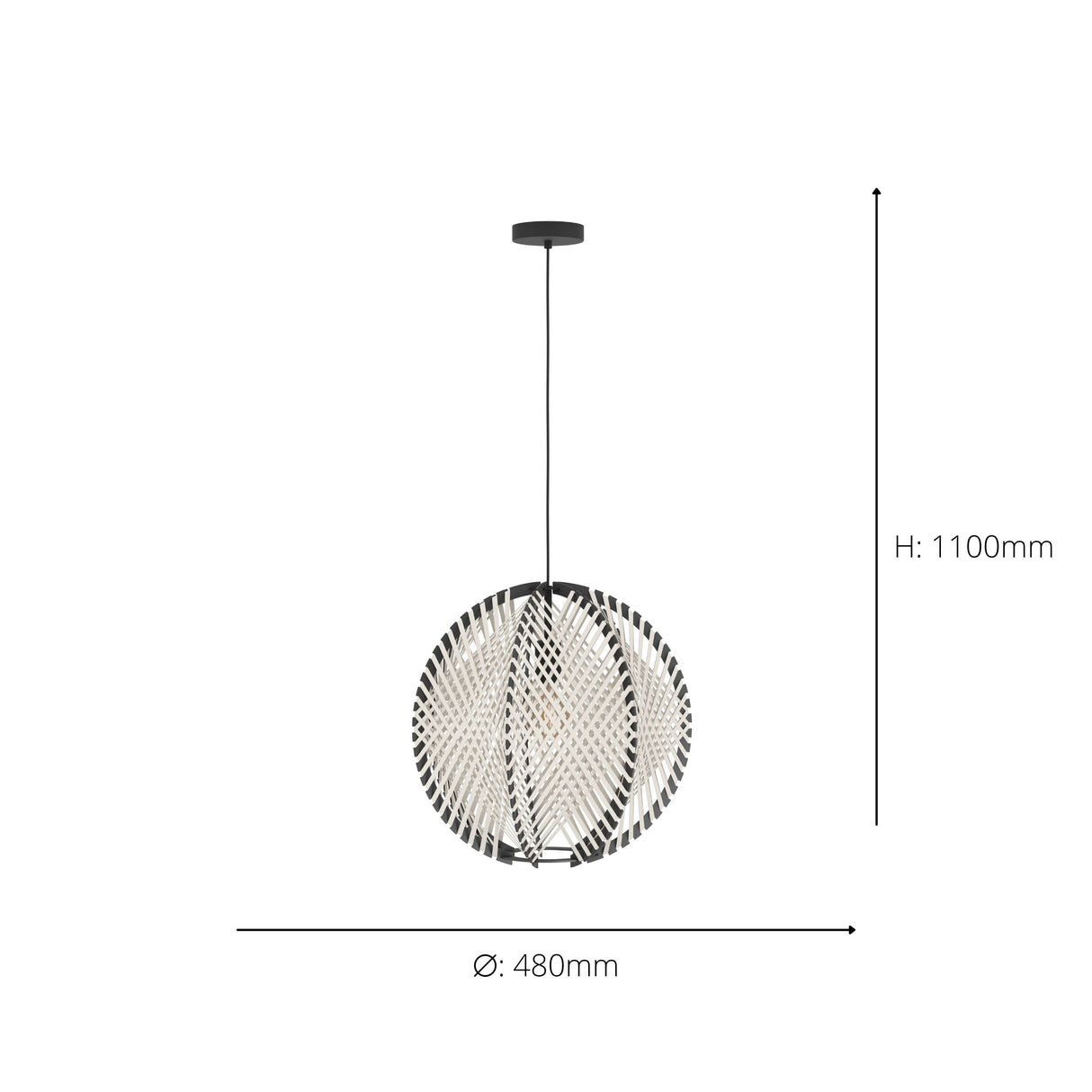 Eglo EU Waverton Black Steel & Fabric Contemporary Single Pendant