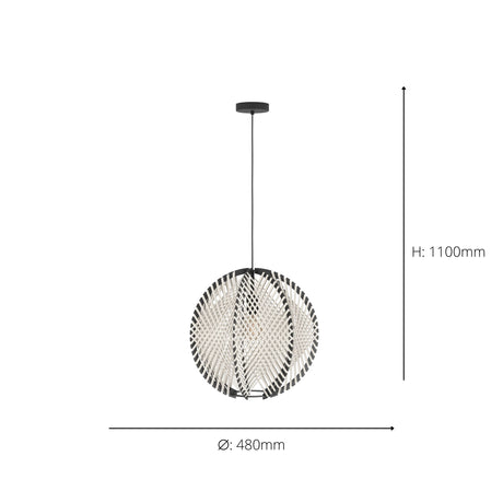 Eglo EU Waverton Black Steel & Fabric Contemporary Single Pendant