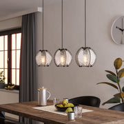 Eglo EU Waverton Black Steel & Fabric Contemporary 3-Light Pendant