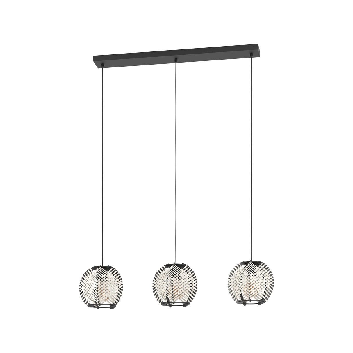 Eglo EU Waverton Black Steel & Fabric Contemporary 3-Light Pendant