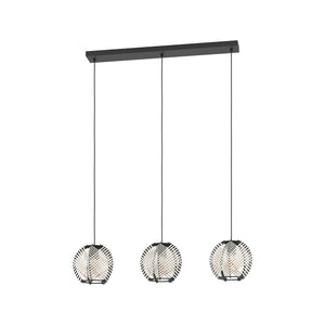Eglo EU Waverton Black Steel & Fabric Contemporary 3-Light Pendant