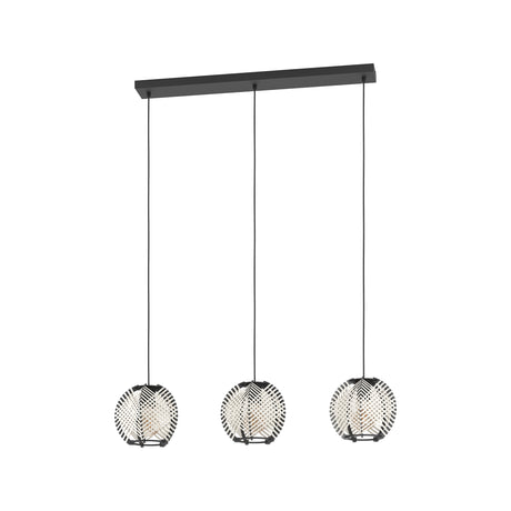 Eglo EU Waverton Black Steel & Fabric Contemporary 3-Light Pendant