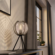 Eglo EU WAVERTON Table Lamp – Black Steel with Fabric & Wood Shade, E27, Vintage Indoor Lighting