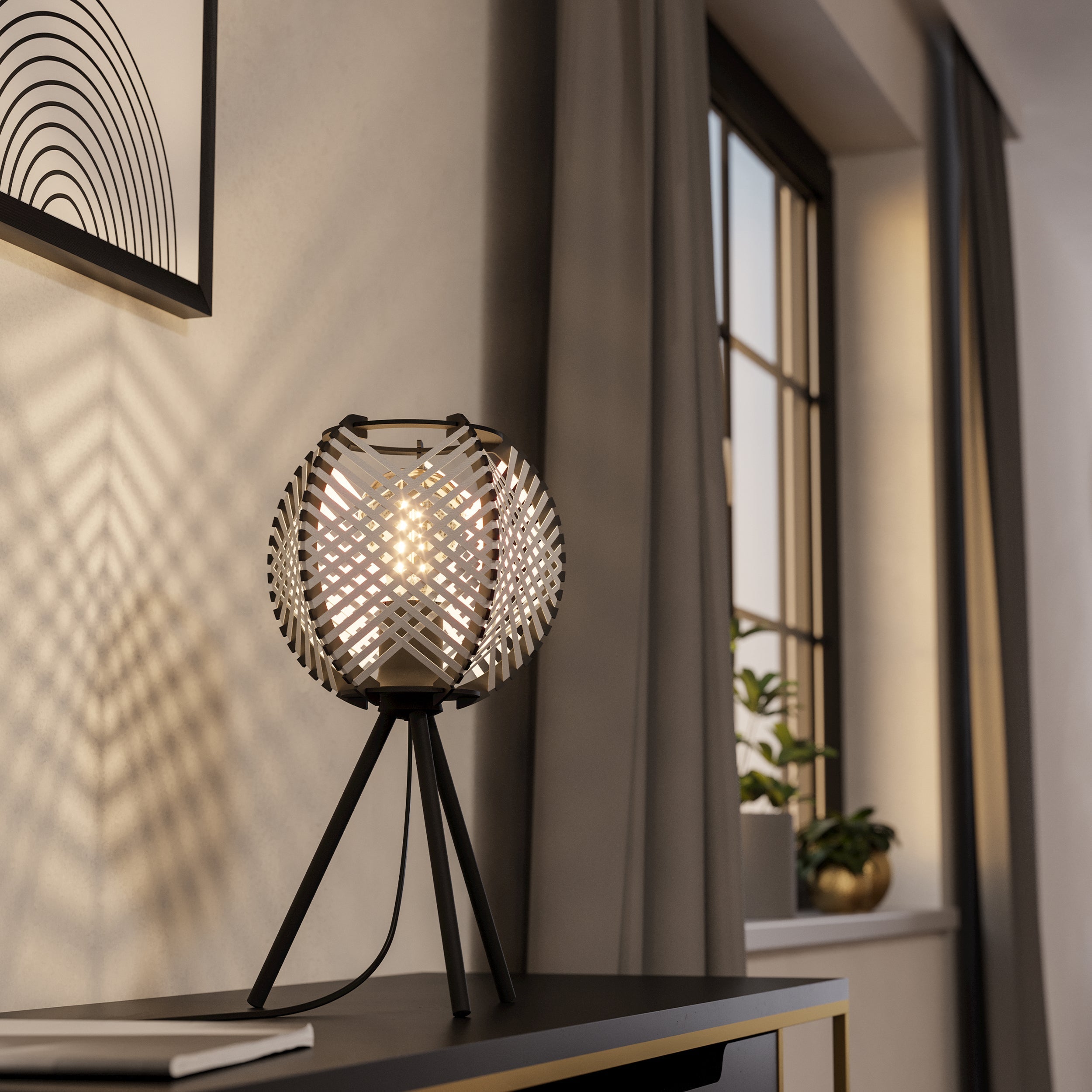 Eglo EU ROUNDHAM Pendant Light – Black & Brushed Brass Steel, E27, Vintage Indoor Lighting