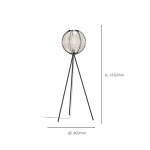 Eglo EU WAVERTON Floor Lamp – Vintage Black Fabric & Wood Shade, E27, Foot Switch, Indoor Lighting