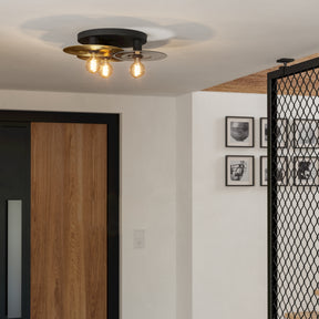 Eglo EU Lintmill Ceiling Light – Vintage Black & Brushed Brass Design