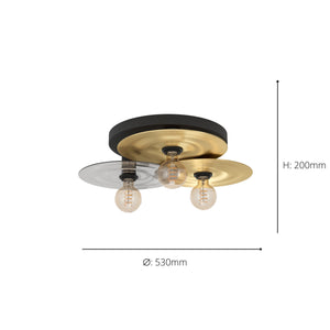 Eglo EU Lintmill Ceiling Light – Vintage Black & Brushed Brass Design
