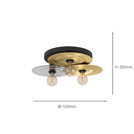 Eglo EU Lintmill Ceiling Light – Vintage Black & Brushed Brass Design