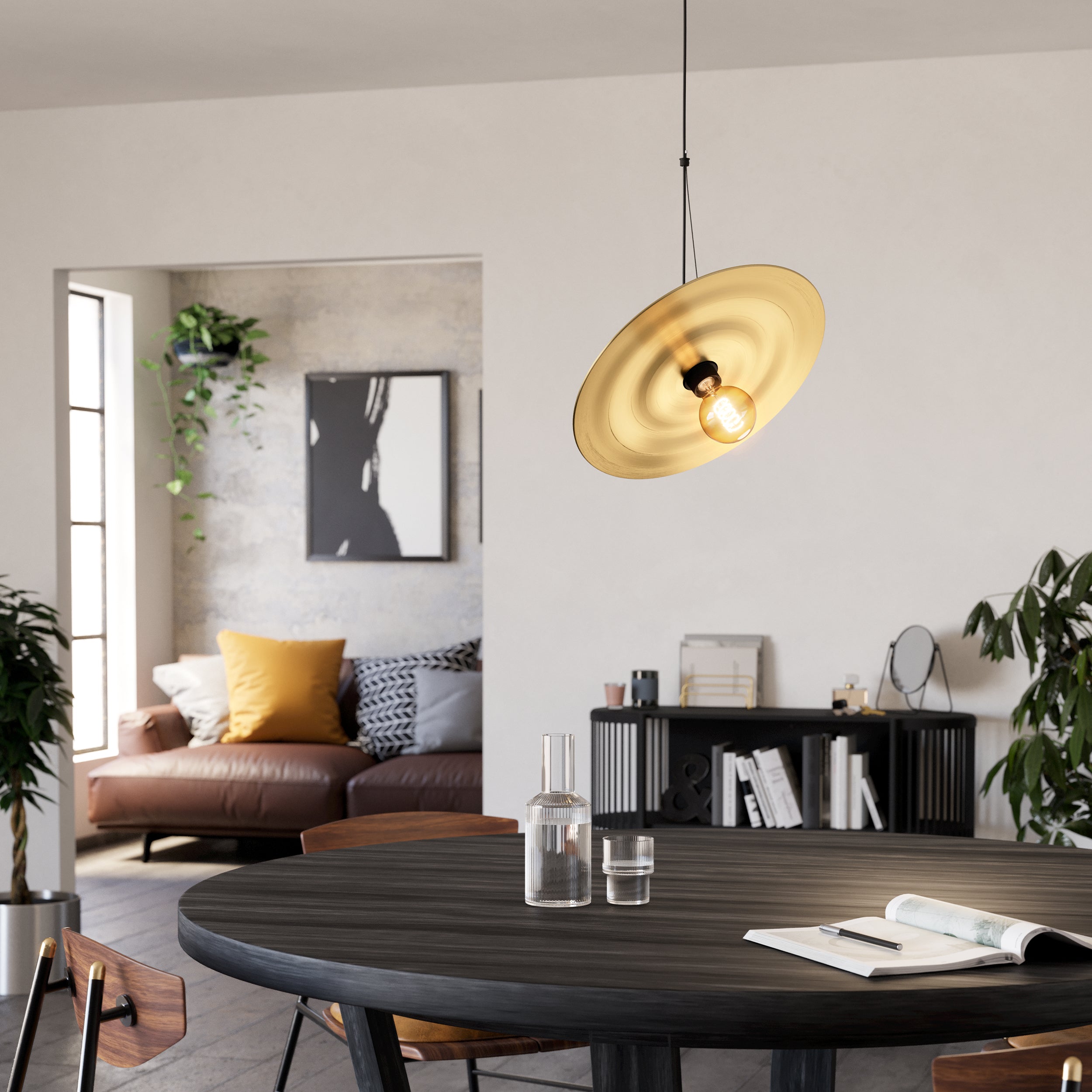 Eglo EU SWABY Pendant Ceiling Light – Vintage Bronze Finish, E27, Black Textile Cable, Indoor Lighting
