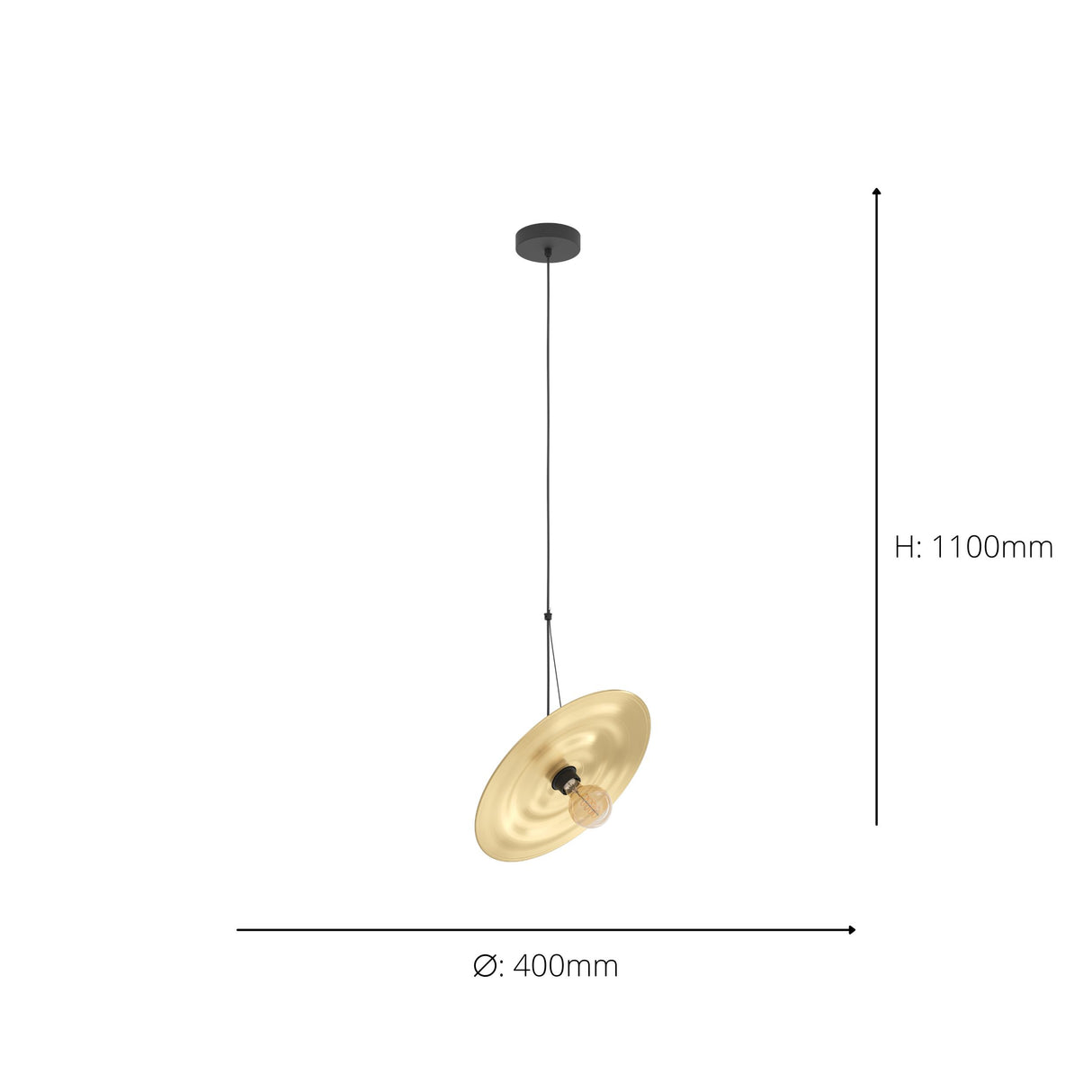 Eglo EU LINTMILL Pendant Ceiling Light – Vintage Black & Brushed Brass Design, E27, Height Adjustable