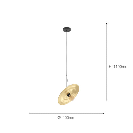 Eglo EU LINTMILL Pendant Ceiling Light – Vintage Black & Brushed Brass Design, E27, Height Adjustable