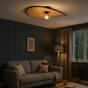 Eglo EU Marywell Ceiling Light – Vintage Black Steel & Wood Design, E27 Fitting