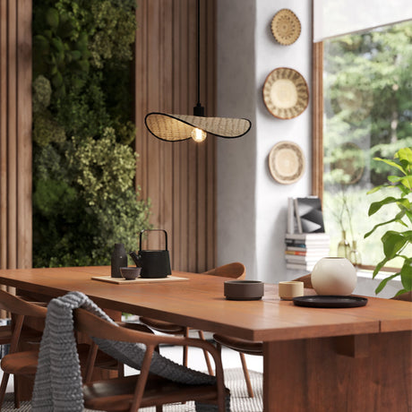 Eglo EU Marywell Single Pendant – Vintage Black Steel & Wood Design, E27 Fitting