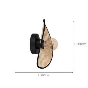 Eglo EU Marywell Wall Light – Vintage Black Steel & Wood Design, E27 Fitting