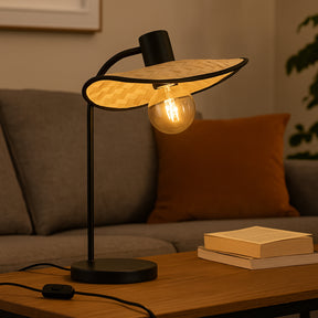 Eglo EU Marywell Table Lamp – Vintage Black Steel & Wood Design, E27 Fitting