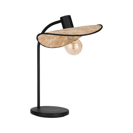 Eglo EU Marywell Table Lamp – Vintage Black Steel & Wood Design, E27 Fitting