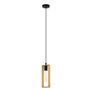 Eglo EU Littleton E27 Black Wood Wall Single Pendant, 10cm